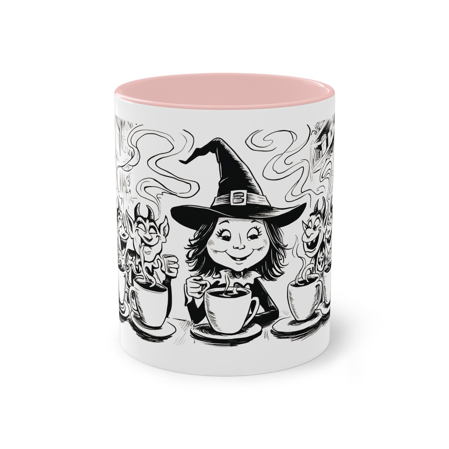 Witch and Her Demons Two-Tone Coffee Mug - 11oz Ceramic Cup
