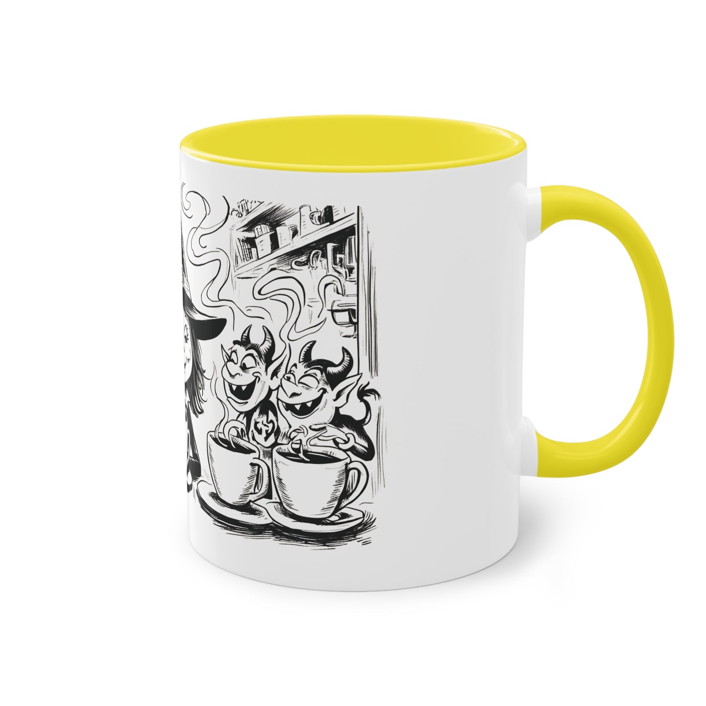Witch and Her Demons Two-Tone Coffee Mug - 11oz Ceramic Cup