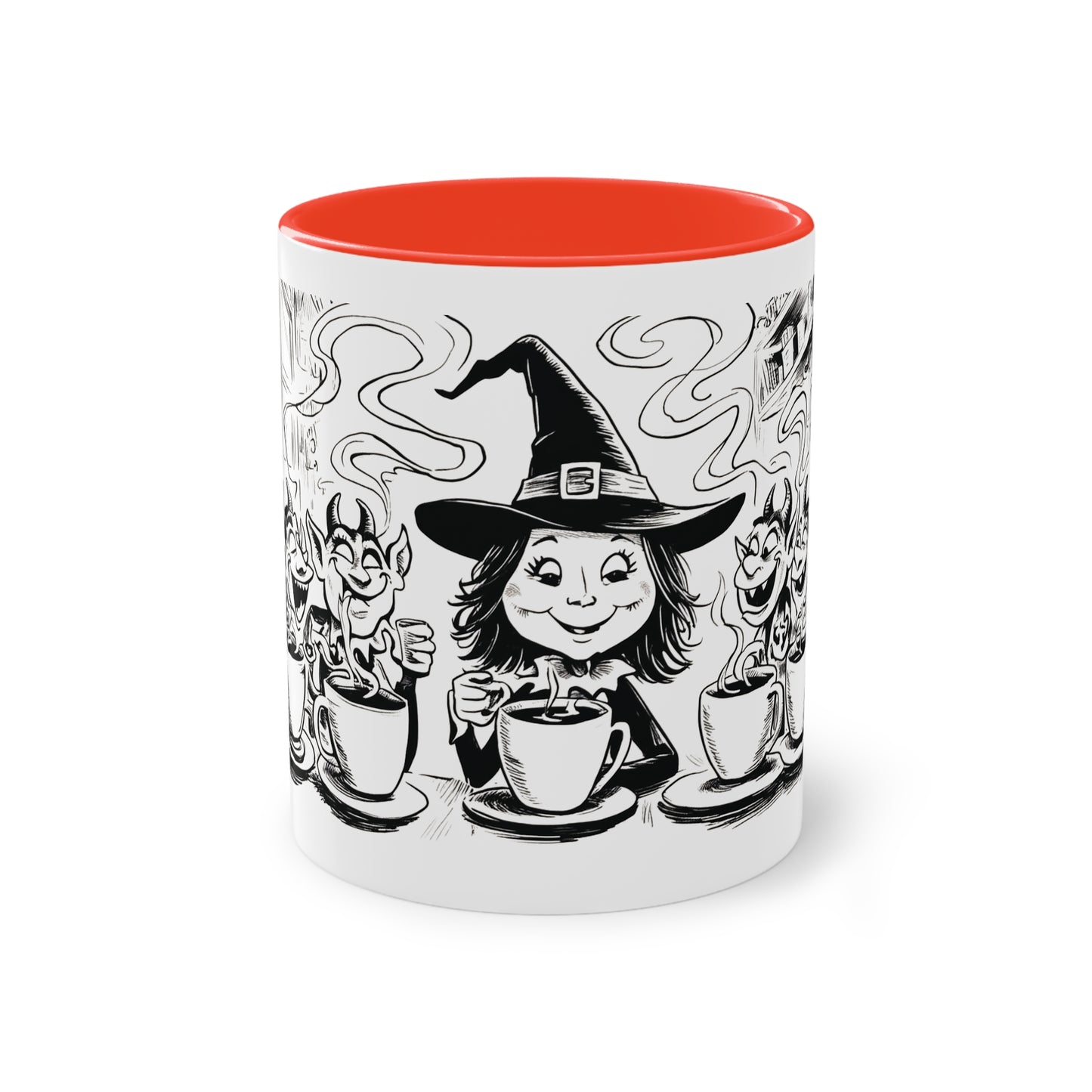 Witch and Her Demons Two-Tone Coffee Mug - 11oz Ceramic Cup