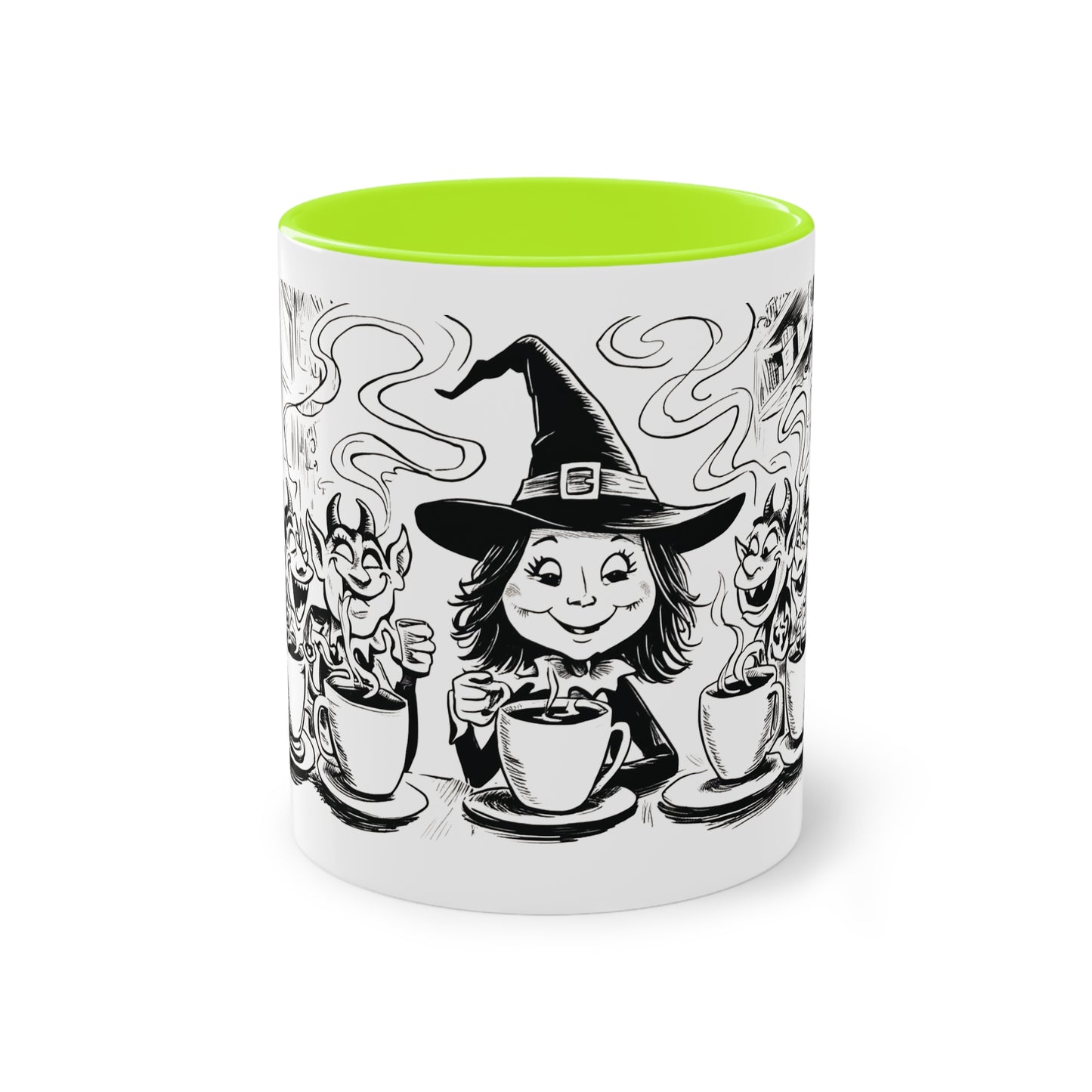 Witch and Her Demons Two-Tone Coffee Mug - 11oz Ceramic Cup