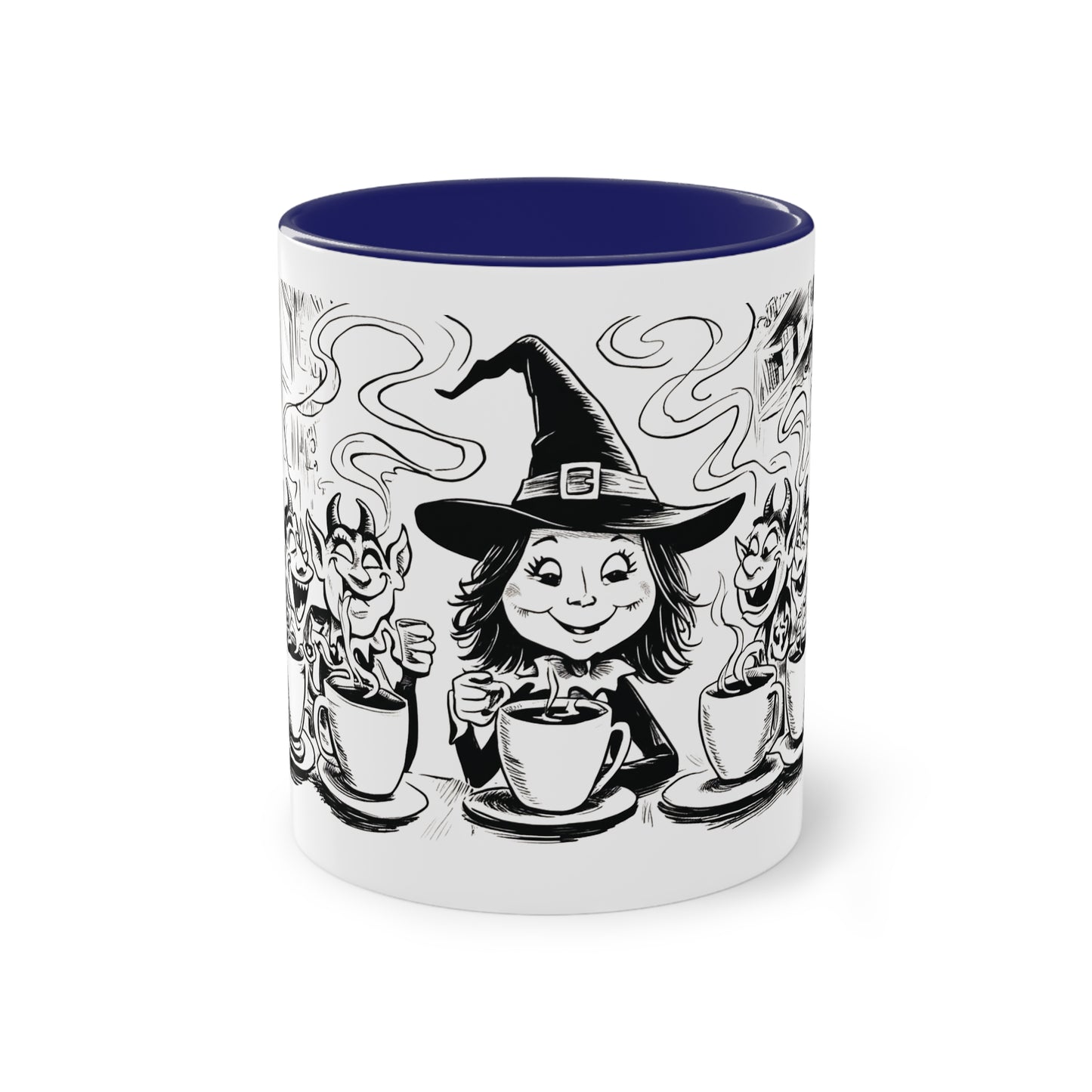 Witch and Her Demons Two-Tone Coffee Mug - 11oz Ceramic Cup