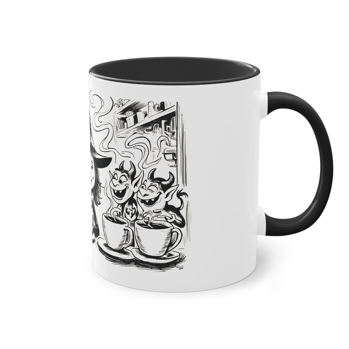 Witch and Her Demons Two-Tone Coffee Mug - 11oz Ceramic Cup