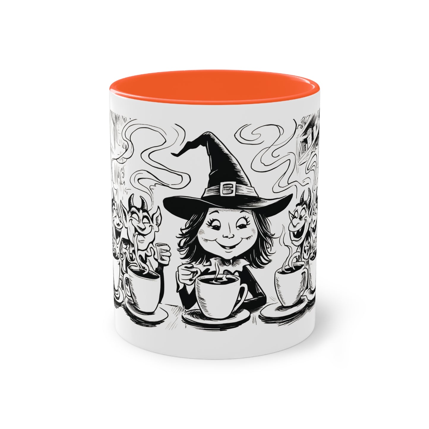 Witch and Her Demons Two-Tone Coffee Mug - 11oz Ceramic Cup