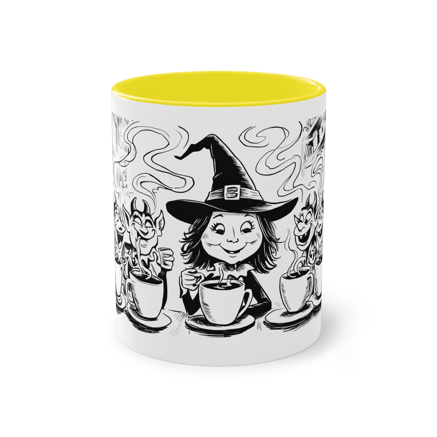 Witch and Her Demons Two-Tone Coffee Mug - 11oz Ceramic Cup