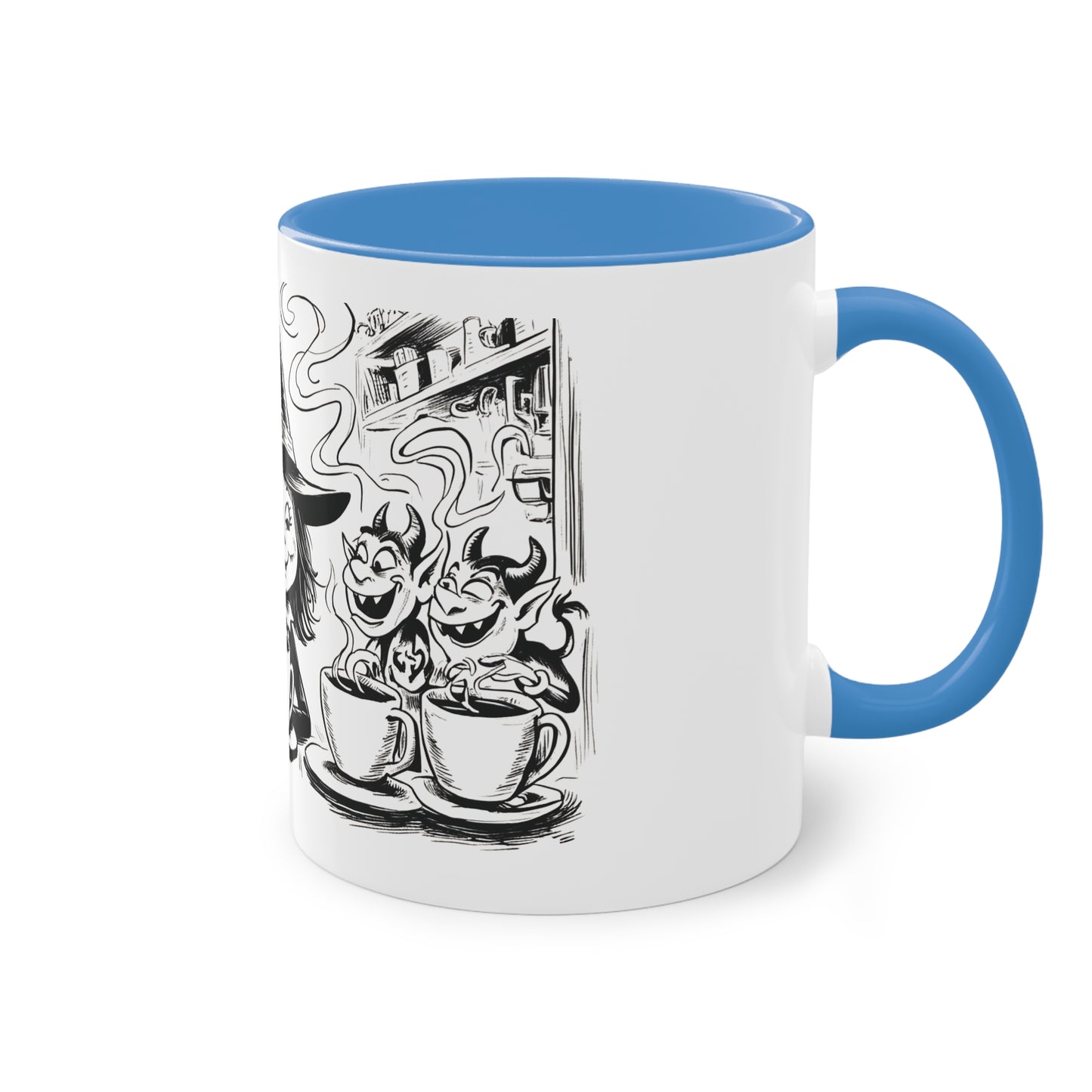 Witch and Her Demons Two-Tone Coffee Mug - 11oz Ceramic Cup