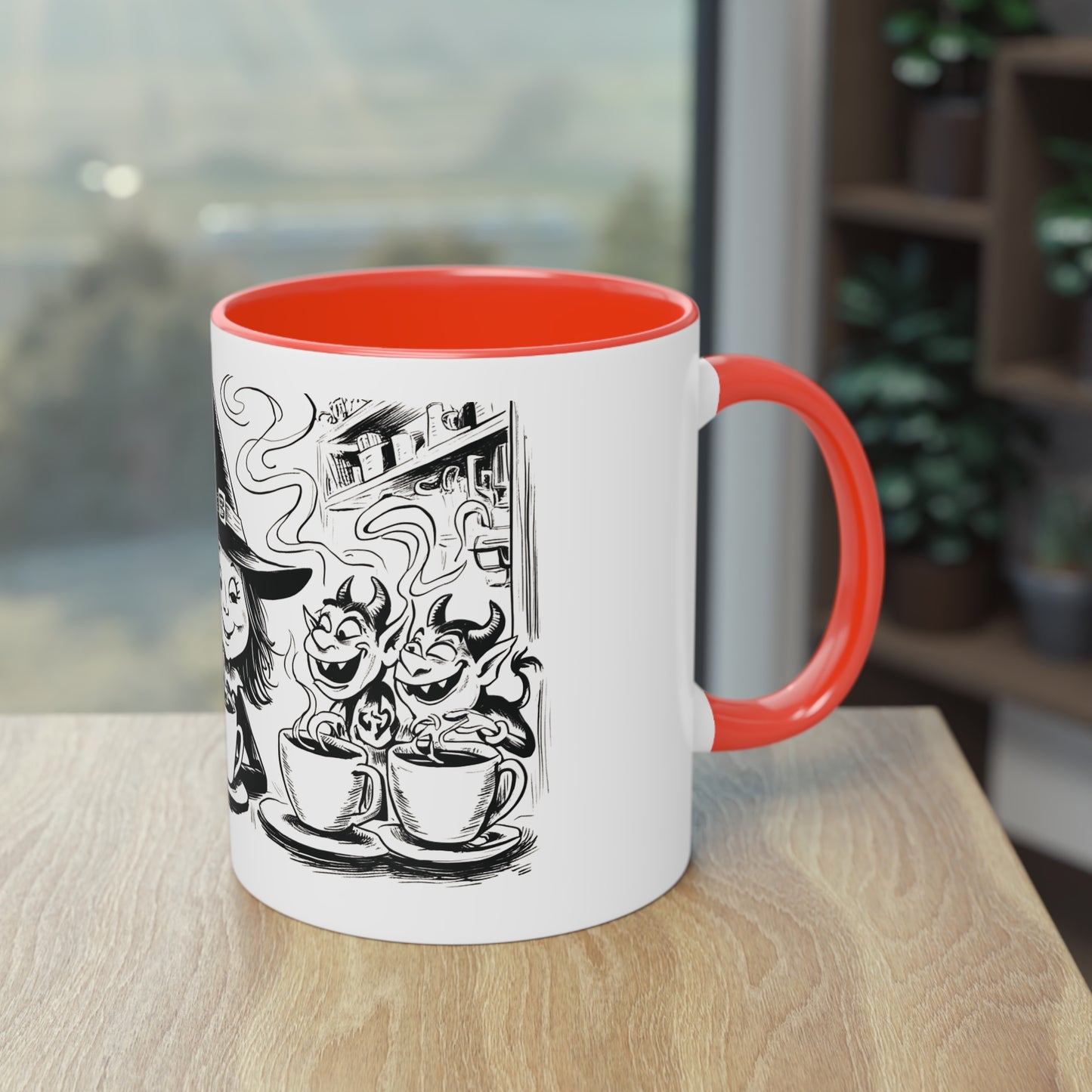 Witch and Her Demons Two-Tone Coffee Mug - 11oz Ceramic Cup