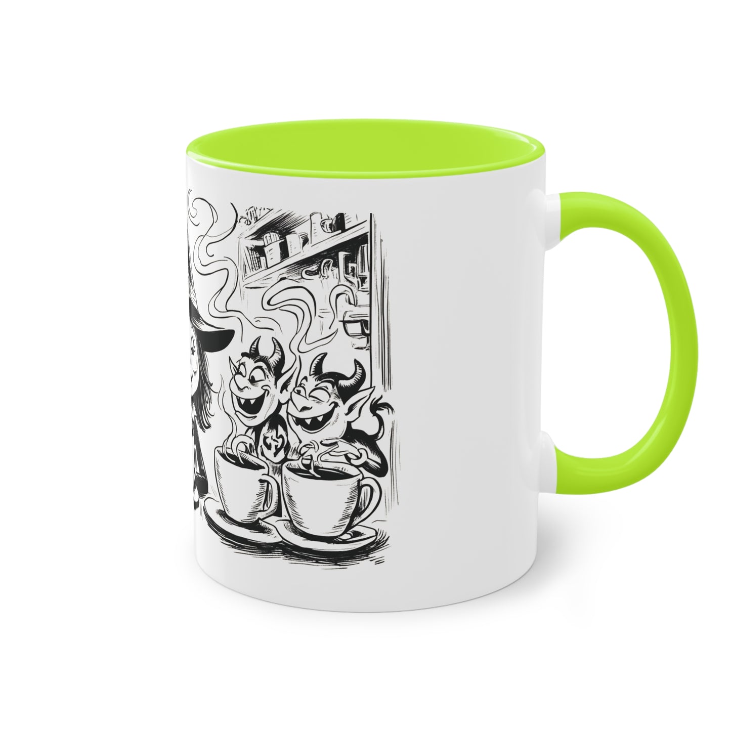 Witch and Her Demons Two-Tone Coffee Mug - 11oz Ceramic Cup