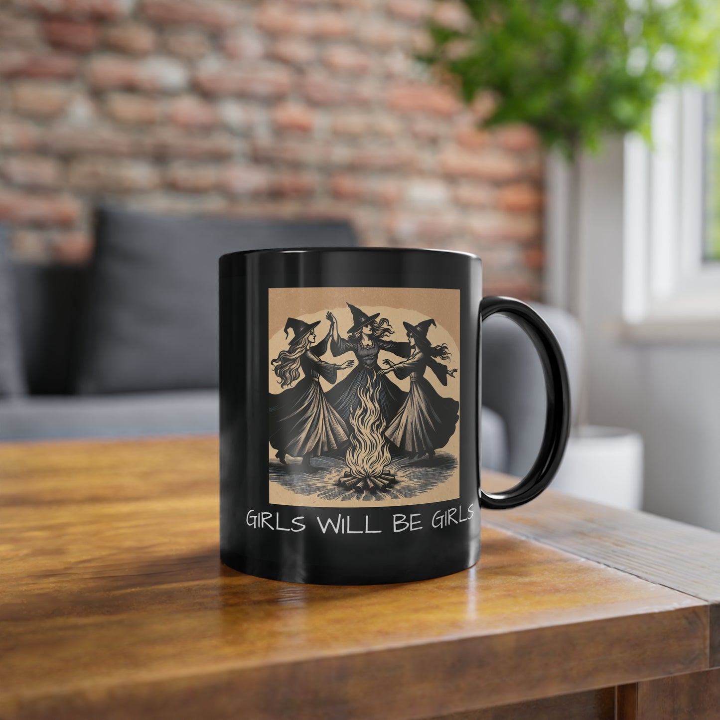 Girls Will Be Girls Black Coffee Mug - Magical Gift for A Witchy Lifestyle