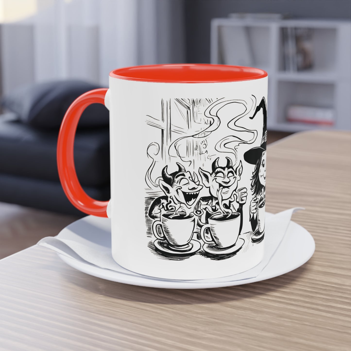 Witch and Her Demons Two-Tone Coffee Mug - 11oz Ceramic Cup