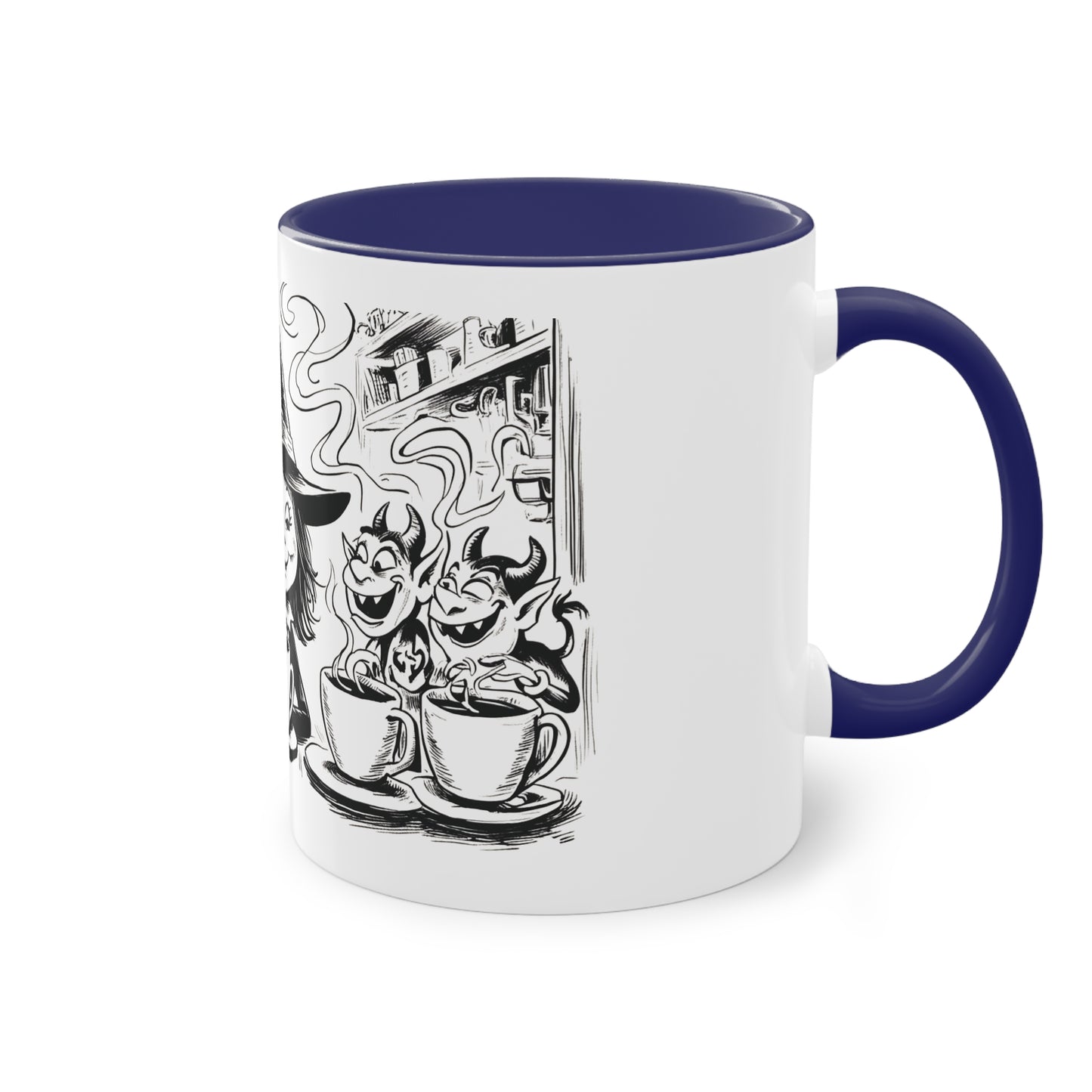 Witch and Her Demons Two-Tone Coffee Mug - 11oz Ceramic Cup