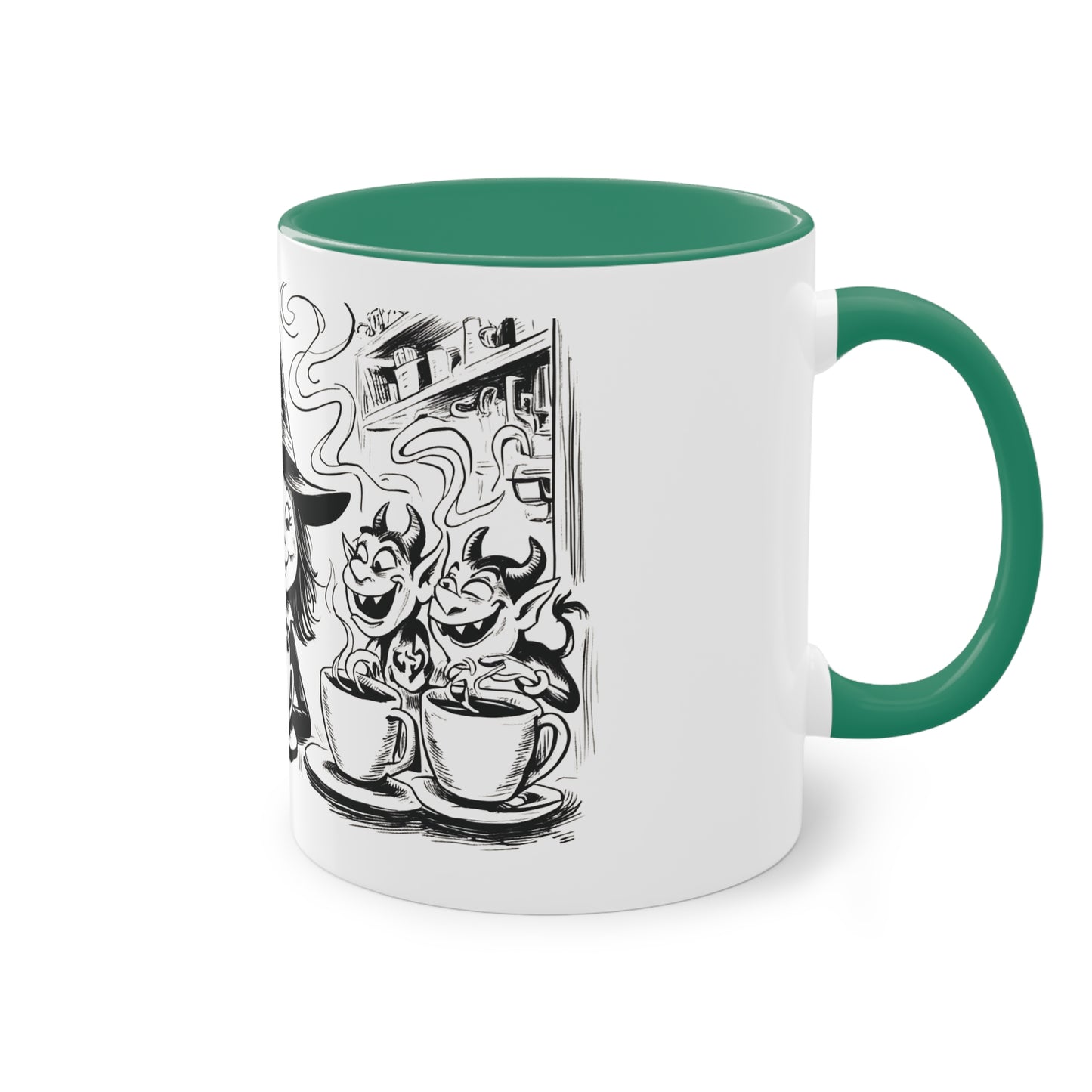 Witch and Her Demons Two-Tone Coffee Mug - 11oz Ceramic Cup