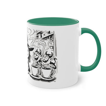 Witch and Her Demons Two-Tone Coffee Mug - 11oz Ceramic Cup