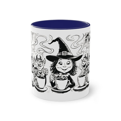 Witch and Her Demons Two-Tone Coffee Mug - 11oz Ceramic Cup