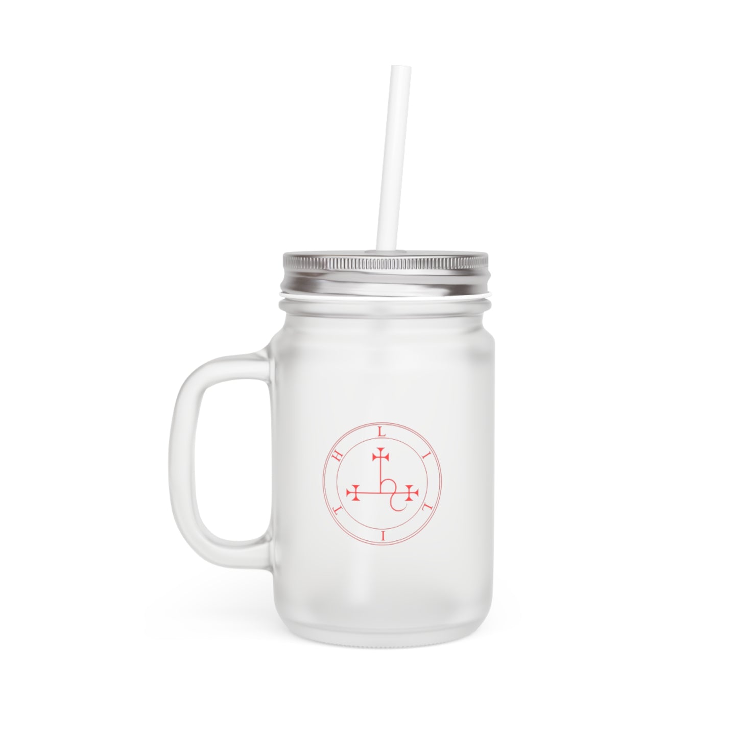 Be LILITH Mason Jar with Straw - Frosted Glass Mug for Witchy Vibes