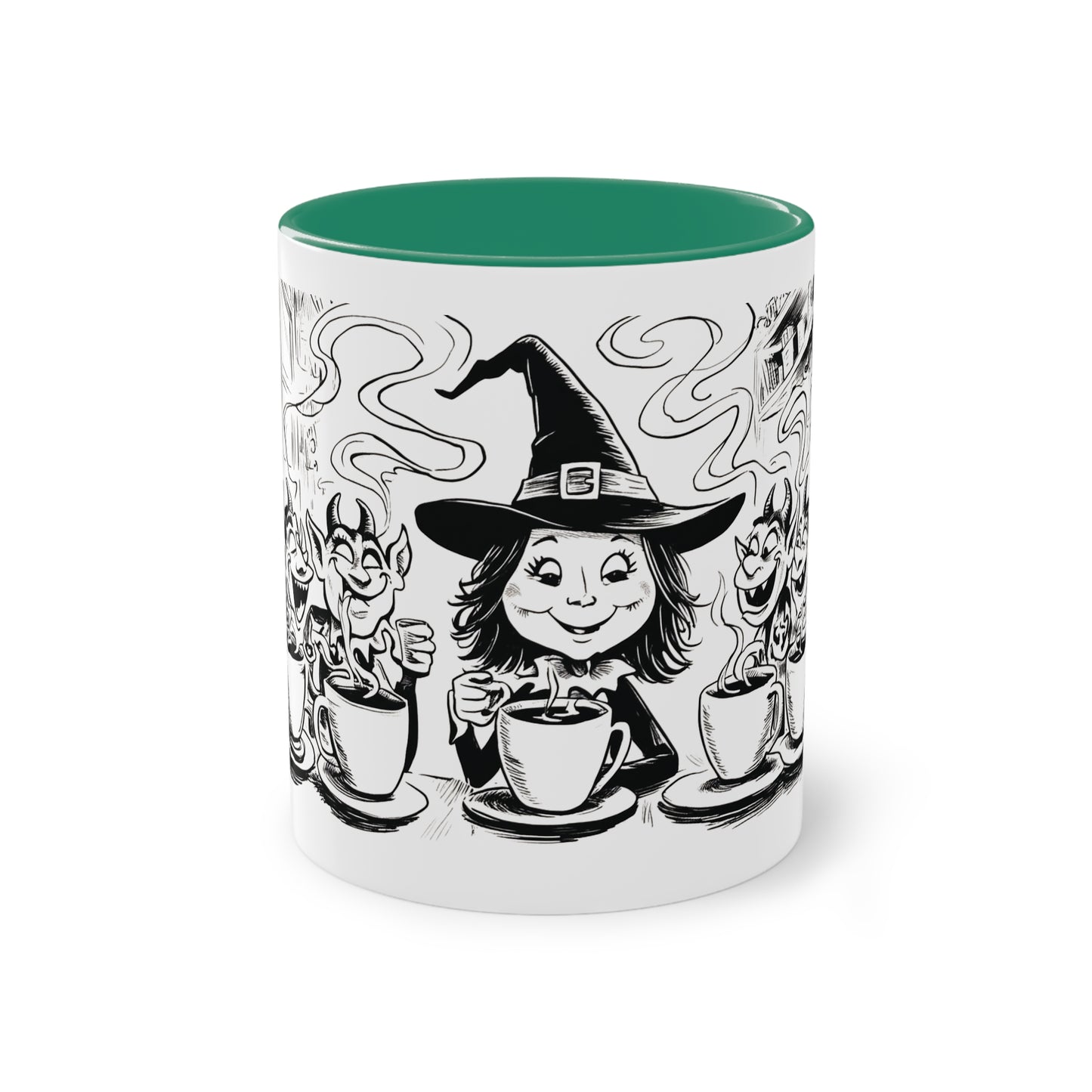 Witch and Her Demons Two-Tone Coffee Mug - 11oz Ceramic Cup