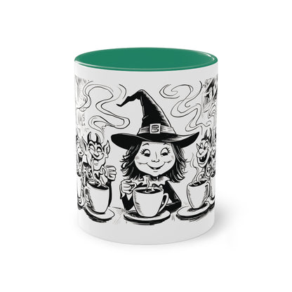 Witch and Her Demons Two-Tone Coffee Mug - 11oz Ceramic Cup