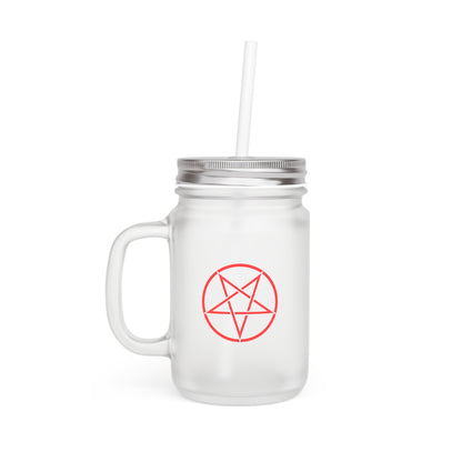 Live Laugh Lucifer Mason Jar with Straw - Frosted Glass Mug for Witchy Vibes