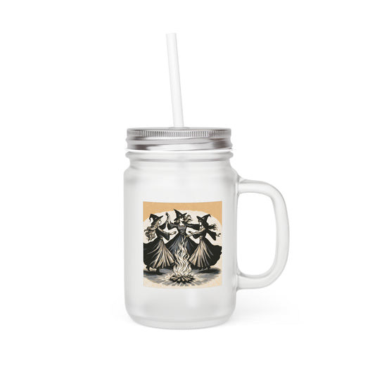 GIRLS WILL BE GIRLS Mason Jar with Straw - Frosted Glass Mug for Witchy Vibes