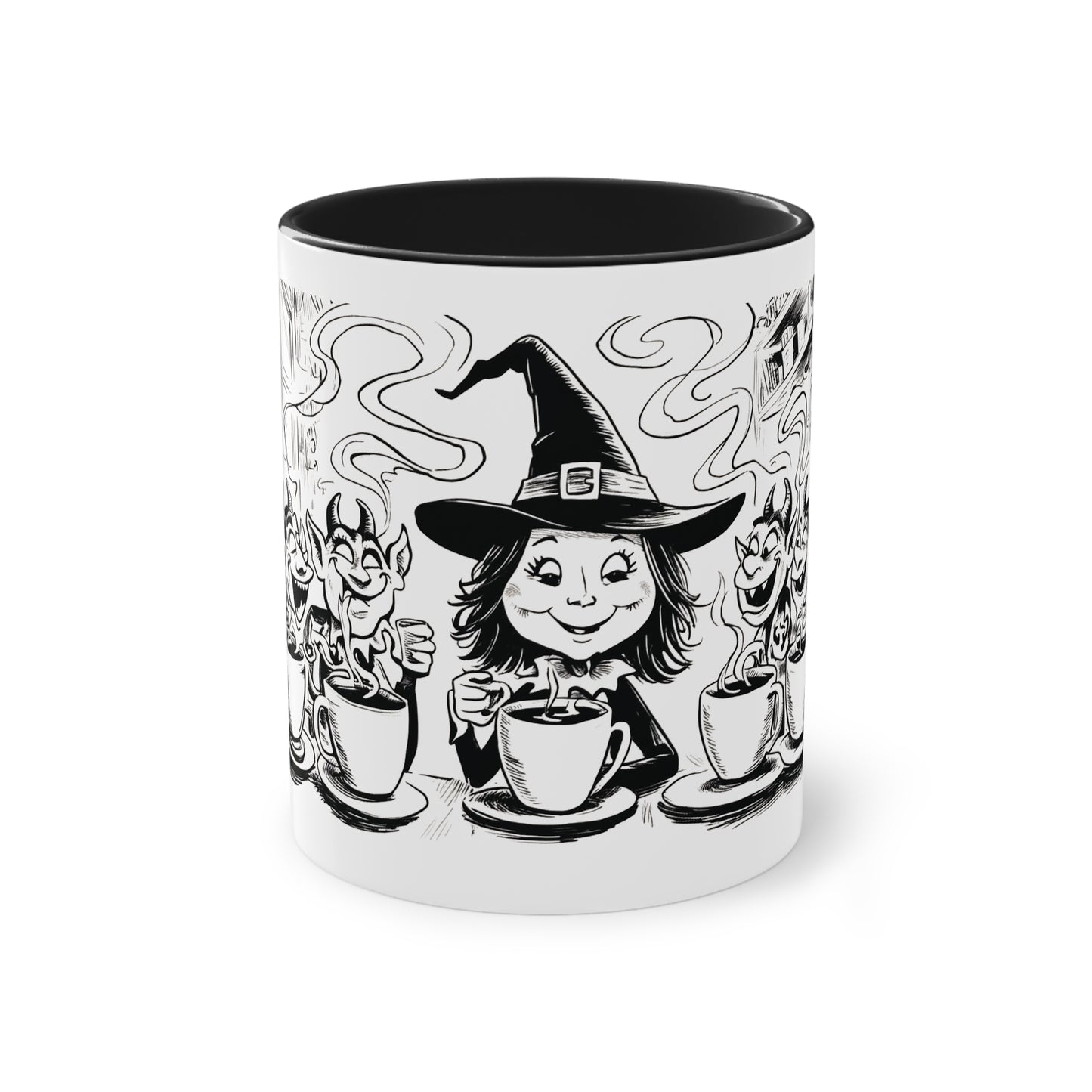 Witch and Her Demons Two-Tone Coffee Mug - 11oz Ceramic Cup