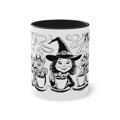 Witch and Her Demons Two-Tone Coffee Mug - 11oz Ceramic Cup